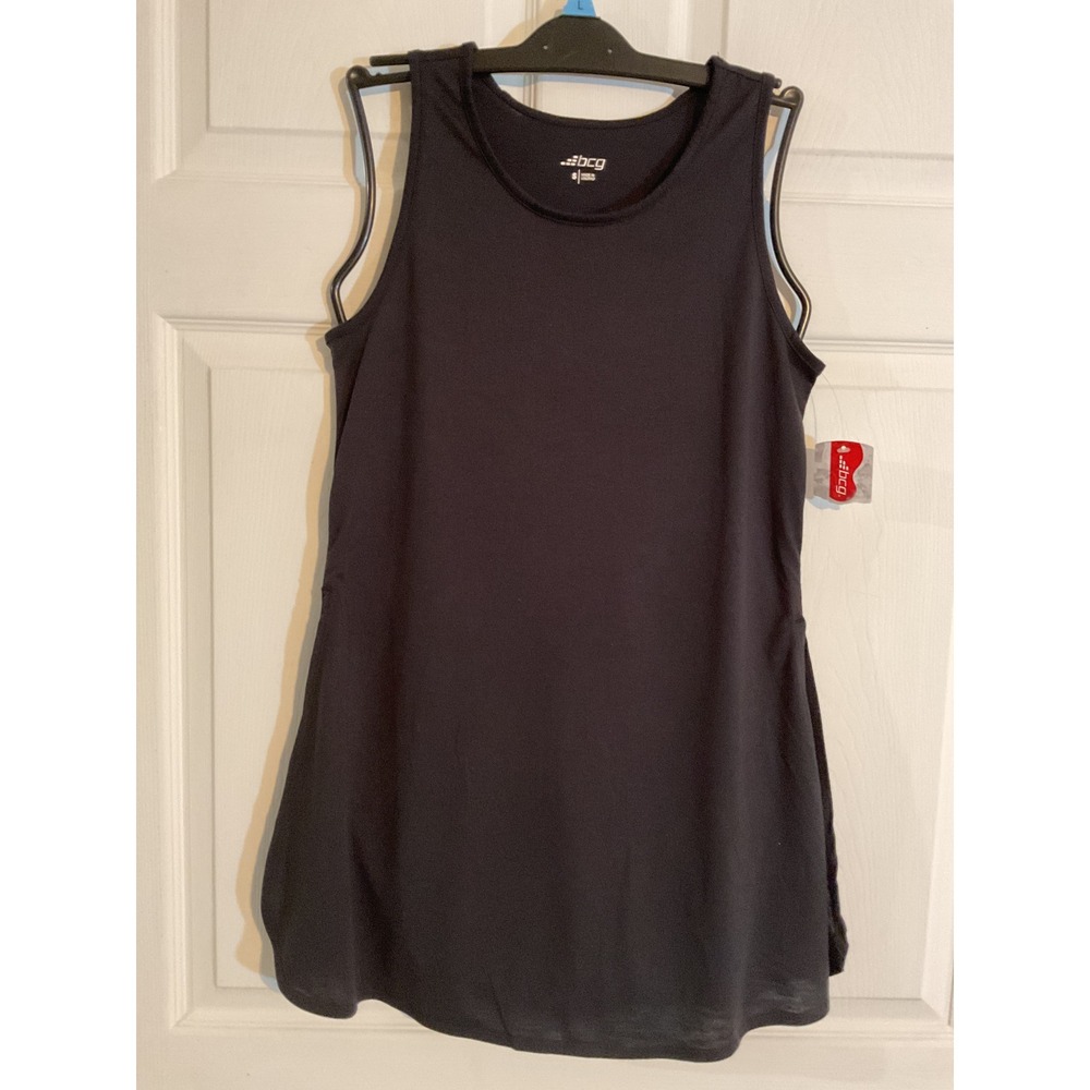BCG Womens Athletic Tank Top Black Small Sleeveless Crew Neck Longline Gym Shirt